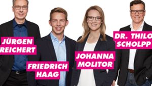 Die vier Landtagskandidaten der FDP in Stuttgart Foto: FDP Stuttgart