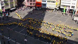 Der Flashmob aus der Vogelperspektive. Foto: Andreas Rosar Fotoagentur-Stuttg