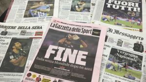 Das Ende: die italienische Presse ist fassungslos über das Scheitern der Fußballer. Foto: AP