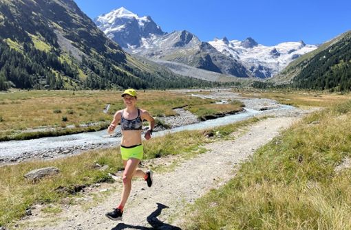 Hanna Gröber läuft hier im Rosegg-Tal im Engadin bei St. Moritz, ihr  Lieblingsort in der Schweiz. Foto: Nik Zielonka/z