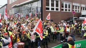 Rund 800 Streikende versammelten sich am Freitagvormittag in Ludwigsburg. Foto: SDMG/Gress
