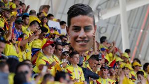 Auf den Rängen sehr kreativ: Die Fans von Kolumbien bei der WM 2018 in Russland. Foto: AP