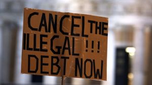 Ruf nach Schuldenschnitt bei einer Demonstration in Athen. Foto: dpa