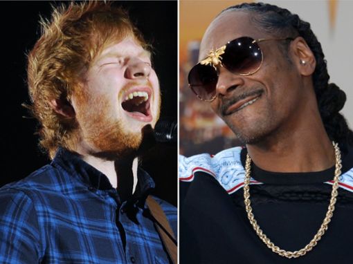 Ed Sheeran und Snoop Dogg rauchten zusammen Marihuana. Foto: [M] Tinseltown/Shutterstock.com / yakub88/Shutterstock.com