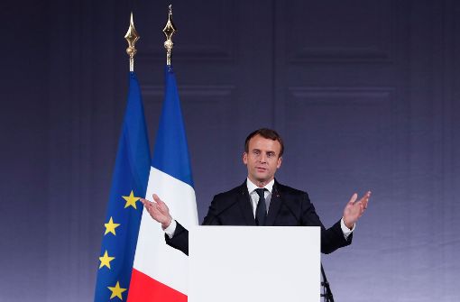 Emmanuel Macron spricht auf dem Klimagipfel in Paris. Foto: AFP