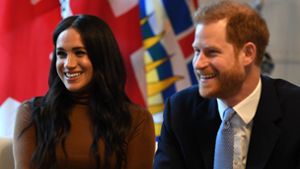 Ihr vorerst letzter Termin in Großbritannien: Herzogin Meghan und Prinz Harry im Kanada-Haus in London. Foto: dpa/Daniel Leal-Olivas