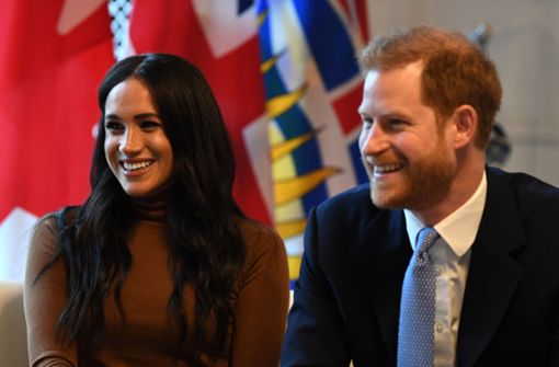 Ihr vorerst letzter Termin in Großbritannien: Herzogin Meghan und Prinz Harry im Kanada-Haus in London. Foto: dpa/Daniel Leal-Olivas