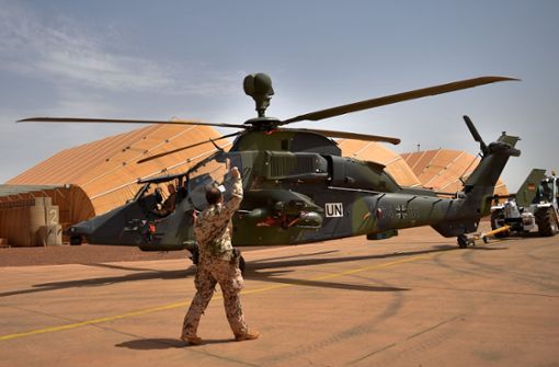 Kampfhubschrauber Tiger im Camp Castor im malischen Gao: In Mali nimmt die Bundeswehr am UN-Stabilisierungseinsatz Minusma teil. Foto: dpa