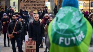 Protestaktion auf dem Stuttgarter Marktplatz mit gut 150 Teilnehmern. Foto: Lichtgut/Max Kovalenko