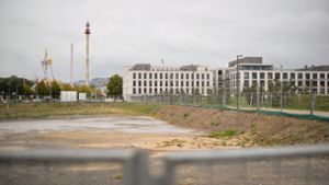 Die Volksbank Stuttgart hat im September  begonnen, diese zwei Neubauten an der Daimlerstraße zu beziehen. Der Umzug ist fast beendet. Foto: Lichtgut/Max Kovalenko
