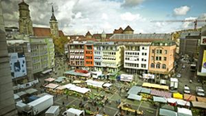 Die  Gestaltung der Kernfläche des Marktplatzes  und die Sanierung des Marktbrunnens dürften etwa 4,7 Millionen Euro kosten. Foto: Lichtgut/Achim Zweygarth