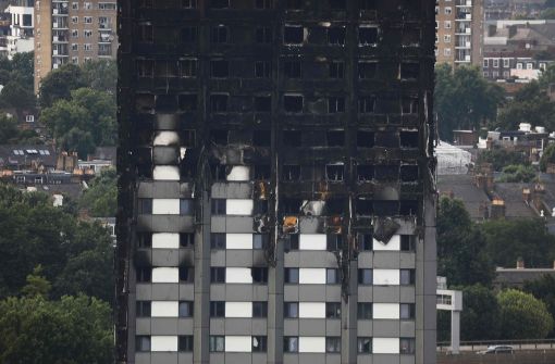 Der zu großen Teilen ausgebrannte Grenfell Tower. Foto: AFP