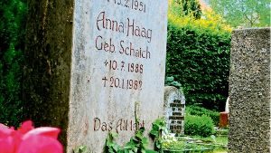 Am 10. Juli wollen Birkacher Bürger Anna Haag an ihrem Grab gedenken. Der Tag ist das Geburtsdatum der Schriftstellerin und Pazifistin. Foto: Archiv Judith A. Sägesser