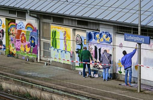 Das Graffiti wertet die Fläche bis zum Umbau des Busbahnhofes auf. Foto: Simon Granville/Simon Granville