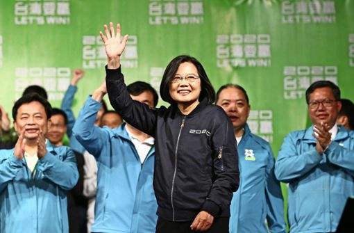 Präsidentin Tsai Ing-wen freut sich über ihren Wahlsieg Foto: AP/Chiang Ying-ying