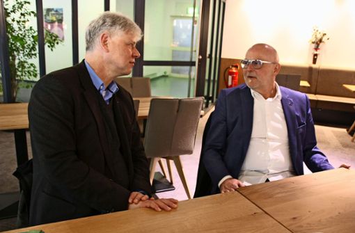 Wolfgang Faßbender (links) und Ralf Schröder setzen sich für Gewerbetreibenden in Leinfelden-Echterdingen ein. Foto: Natalie Kanter