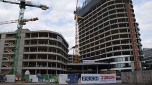 Rundgang in Vaihingen auf Großbaustelle: Allianz-Park hat seine volle Höhe erreicht