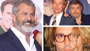 Mel Gibson, Johnny Depp, Brad Pitt und George Clooney – einige der „Sexiest Men Alive“. Foto: AP/dpa