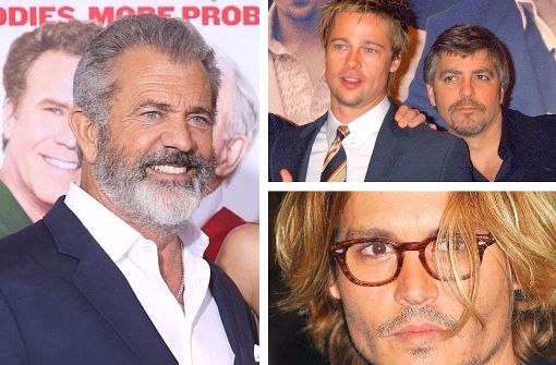 Mel Gibson, Johnny Depp, Brad Pitt und George Clooney – einige der „Sexiest Men Alive“. Foto: AP/dpa