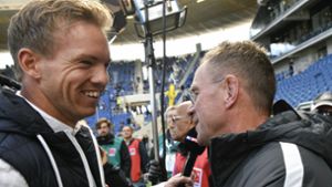In dieser Saison noch Konkurrenten, ab Sommer gemeinsam bei RB Leipzig: Julian Nagelsmann (li.) und Ralf Rangnick Foto: dpa
