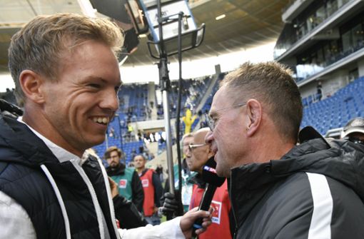 In dieser Saison noch Konkurrenten, ab Sommer gemeinsam bei RB Leipzig: Julian Nagelsmann (li.) und Ralf Rangnick Foto: dpa