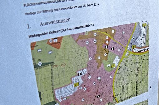 Der Plan des Wohngebiets Gubser II bekommt einen neuen Zuschnitt (weiß). Foto: Malte Klein