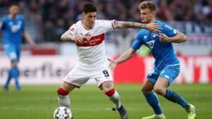 Steven Zuber schießt für den VfB Stuttgart gegen die TSG Hoffenheim den wichtigen Ausgleich – und jubelt. Foto: Bongarts