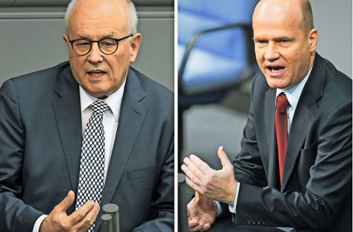 Rivalen im Kampf um den Vorsitz der Unionsfraktion: Volker Kauder (l.) und Ralph Brinkhaus Foto: dpa