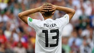 Enttäuschung bei Thomas Müller und dem DFB-Team: 0:1 gegen Mexiko bei der WM 2018. Foto: dpa