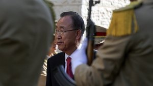 UN-Generalsekretär Ban Ki Moon in Ramallah Foto: dpa