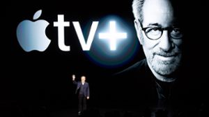 Steven Spielberg bei der ersten Präsentation von Apple TV+ im März 2019 Foto: AFP