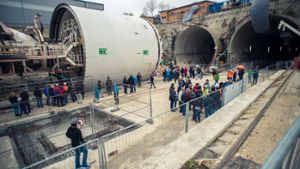 Vor allem die große Tunnelbohrmaschine hat die Besucher der Filder-Tunnel-Baustelle fasziniert. Foto: 7aktuell.de/Gerlach