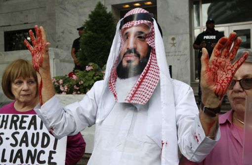 Demonstranten in Washington: an den Händen von Kronprinz Salman klebt Blut. Foto: AP