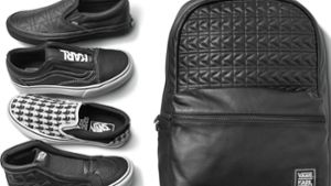 Viel schwarzes Leder und der für Chanel typische Bouclé-Stoff: So sehen Karl Lagerfelds Sneakers für Vans aus. Foto: Vans