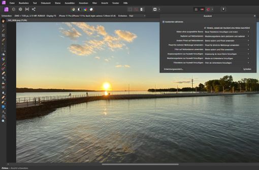 Mit dem Programm „Affinity Photo“ kann man Bilder intuitiv bearbeiten. Foto: Screenshot/Hersteller