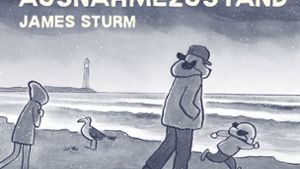 Der Wind bläst ihm entgegen: Mark mit seinen Kindern auf dem Cover des Comics „Ausnahmezustand“. Foto: Reprodukt Verlag/James Sturm