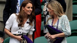 Herzogin Kate präsentierte sich beim Tennisturnier in Wimbledon im weißen Kleid, während Meghan ... Foto: dpa