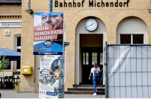 Mit diesem Wahlplakat wirbt die AfD derzeit in Brandenburg. Foto: dpa