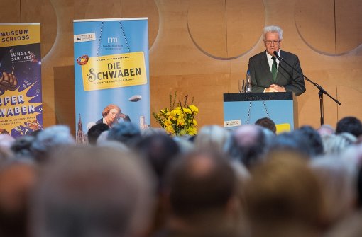 Minsterpräsident Winfried Kretschmann hatte viel Lob für die Schwaben-Ausstellung im Alten Schloss übrig. Foto: Lichtgut/Max Kovalenko