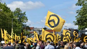 Ein Aufmarsch der Identitären Bewegung im Sommer 2017 in Berlin Foto: dpa