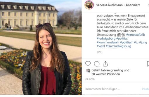 Vanessa Buchmann führt einen intensiven Instagram-Wahlkampf. Foto: Instagram/vanessa.buchmann