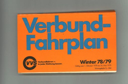 Das erste Fahrplanbuch gab es für den Winterfahrplan 1978/79. Foto: VVS
