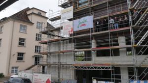 Richtfest im Wendlinger Otto-Quartier: Der Bau eines Büro- und Parkhauses geht voran. Foto: Kerstin Dannath