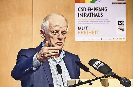 OB Fritz Kuhn spricht beim CSD-Empfang im Rathaus. Foto: Lichtgut/Ferdinando Iannone