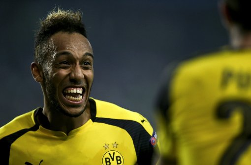 Pierre-Emerick Aubameyang erzielt mit seinem Treffer die 1:0-Führung für Dortmund. Foto: dpa