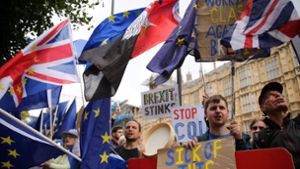 Die Stimmung in London ist aufgeheizt: Demonstranten kritisieren lautstark Großbritanniens Regierung. Foto: AFP
