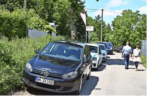 In der Nähterstraße werden Fahrzeuge verbotenerweise am Straßenrand abgestellt. Spaziergänger und Radler sind bei Gegenverkehr gefährdet. Foto: Mathias Kuhn