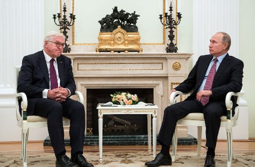 Ob sie sich viel zu sagen haben? Bundespräsident Frank-Walter Steinmeier und der russische Präsident am Mittwoch in Moskau. Foto: dpa