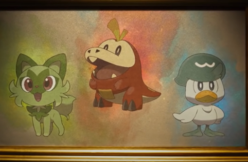 Die neuen Pokémon-Starter: Felori, Krokel und Kwaks (von links nach rechts) Foto: Game Freak / The Pokémon Company