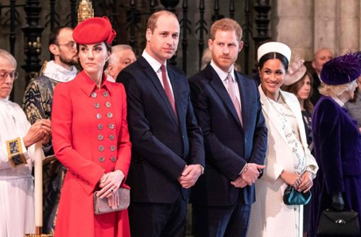 Die „Fab’ Four“ gehen auch auf Instagram getrennte Wege: Herzogin Kate, Prinz William, Prinz Harry und Herzogin Meghan (von links). Foto: AFP
